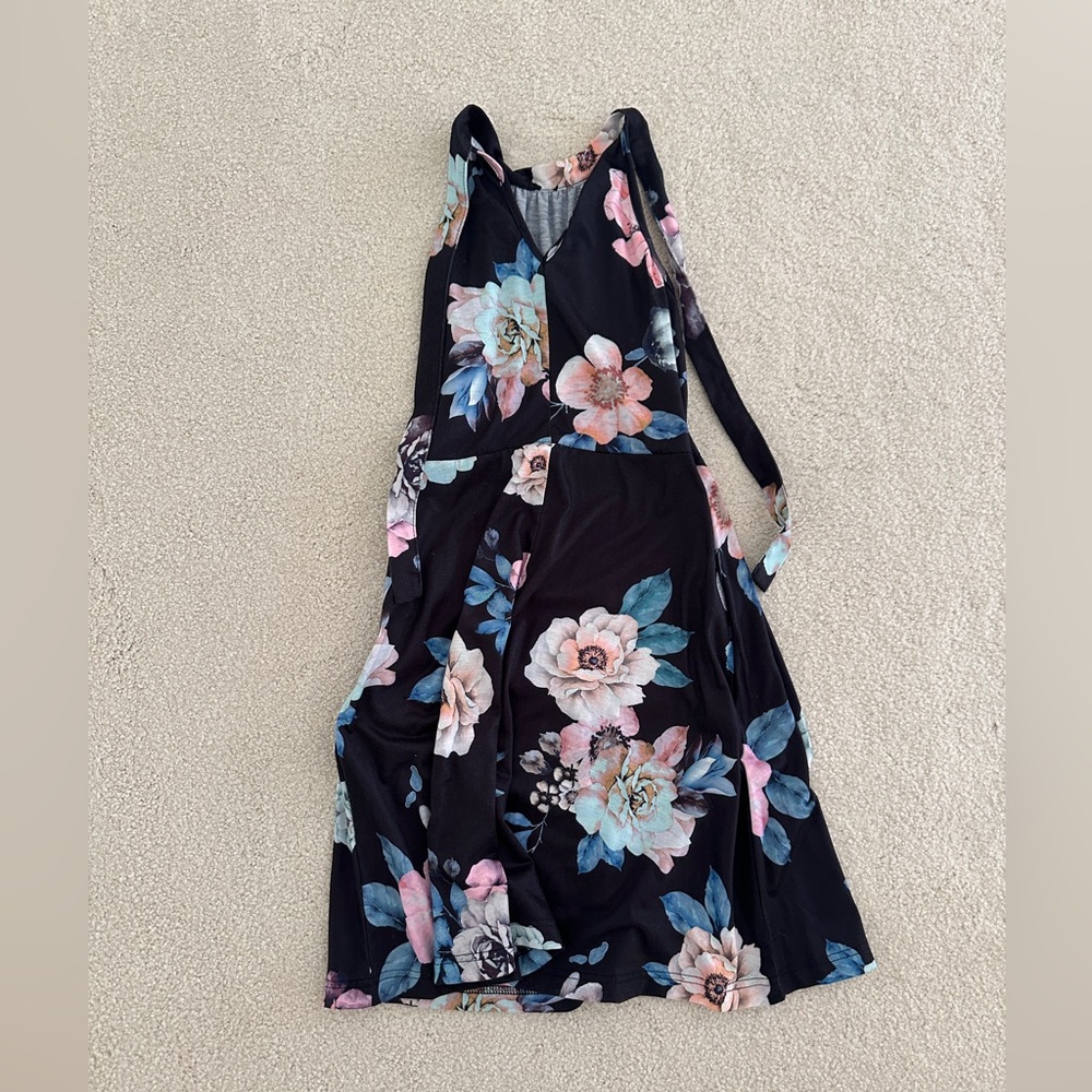Kids Floral Black Dress